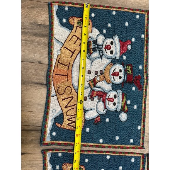 Snowman "Let It Snow" Holiday Tapestry Placemats Set Of 4 - Picture 5 of 5